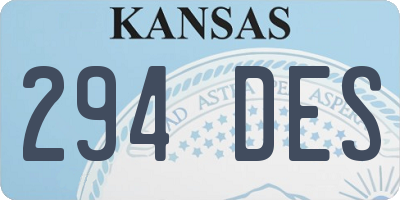 KS license plate 294DES