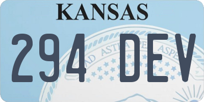 KS license plate 294DEV