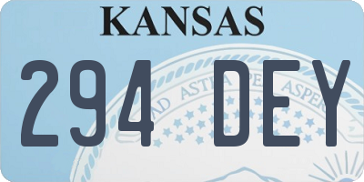 KS license plate 294DEY