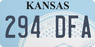 KS license plate 294DFA