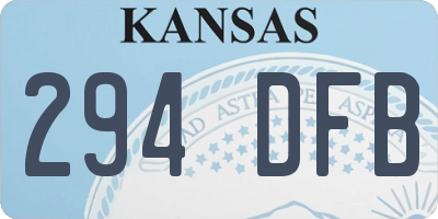 KS license plate 294DFB