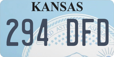 KS license plate 294DFD
