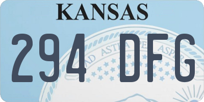 KS license plate 294DFG