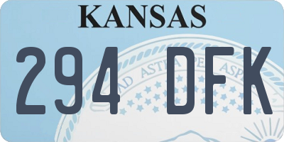 KS license plate 294DFK