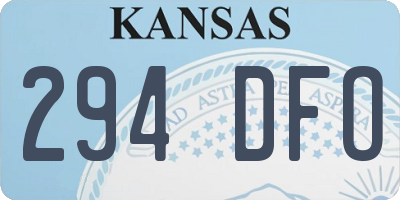 KS license plate 294DFO