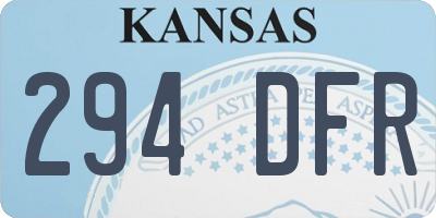 KS license plate 294DFR