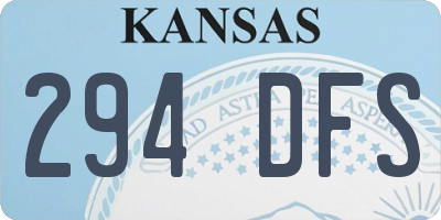 KS license plate 294DFS