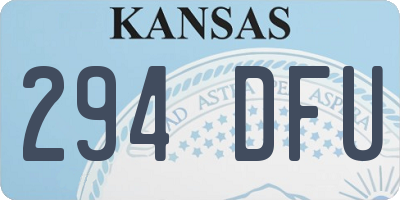 KS license plate 294DFU