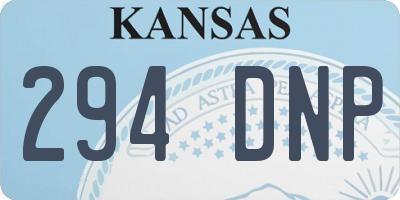 KS license plate 294DNP