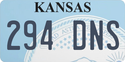 KS license plate 294DNS