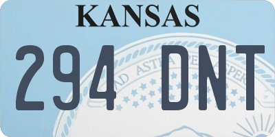 KS license plate 294DNT