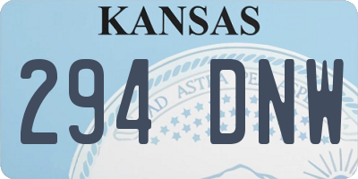 KS license plate 294DNW