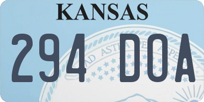 KS license plate 294DOA