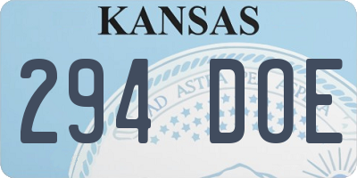 KS license plate 294DOE