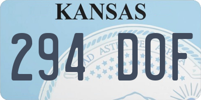 KS license plate 294DOF