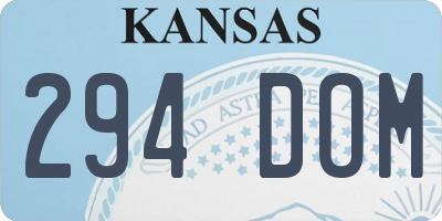 KS license plate 294DOM