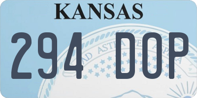KS license plate 294DOP
