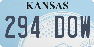 KS license plate 294DOW