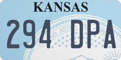 KS license plate 294DPA