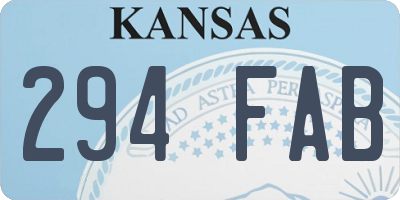 KS license plate 294FAB