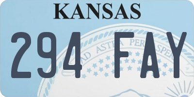 KS license plate 294FAY