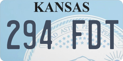 KS license plate 294FDT