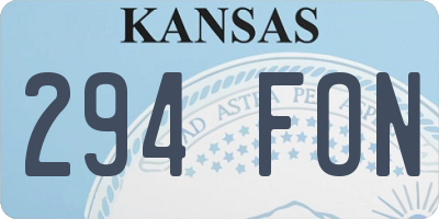 KS license plate 294FON