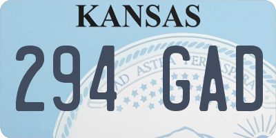 KS license plate 294GAD