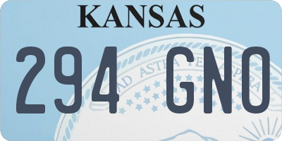 KS license plate 294GNO