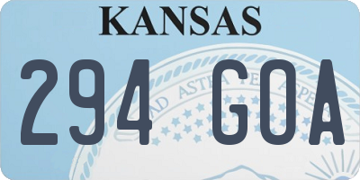 KS license plate 294GOA