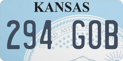 KS license plate 294GOB