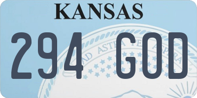 KS license plate 294GOD