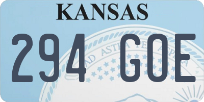 KS license plate 294GOE