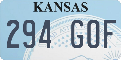 KS license plate 294GOF