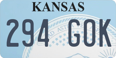 KS license plate 294GOK