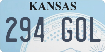 KS license plate 294GOL