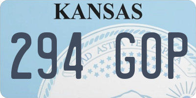 KS license plate 294GOP