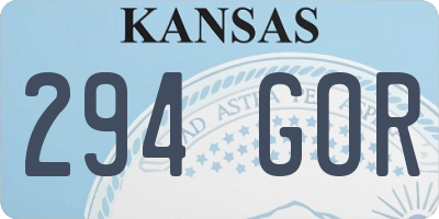 KS license plate 294GOR