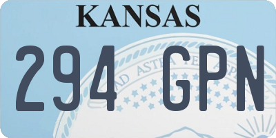 KS license plate 294GPN