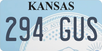 KS license plate 294GUS