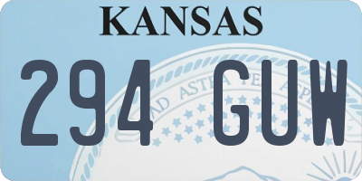 KS license plate 294GUW
