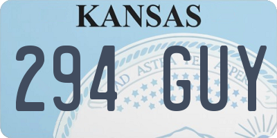 KS license plate 294GUY