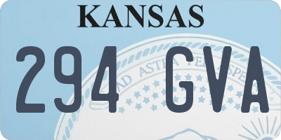 KS license plate 294GVA