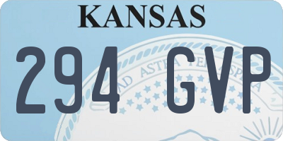 KS license plate 294GVP