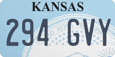 KS license plate 294GVY