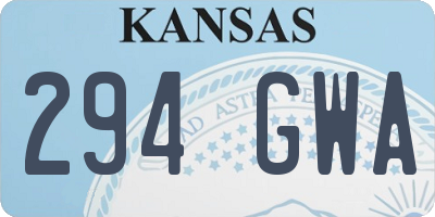 KS license plate 294GWA