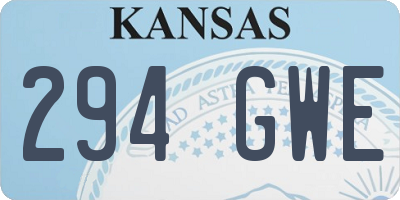 KS license plate 294GWE