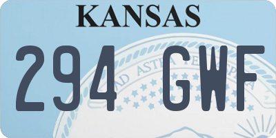 KS license plate 294GWF