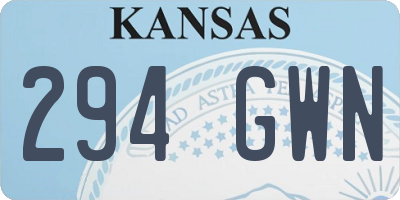 KS license plate 294GWN