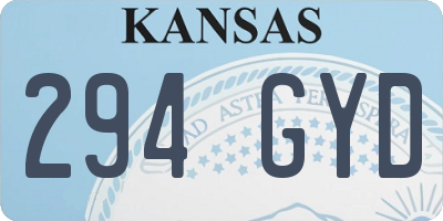 KS license plate 294GYD